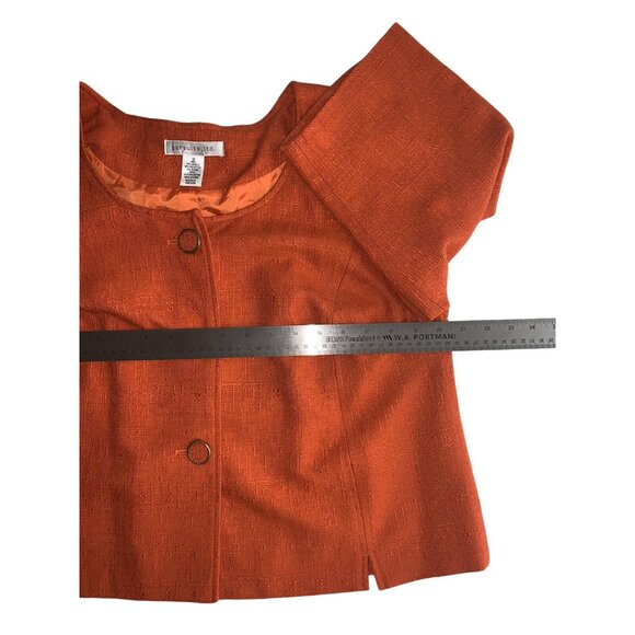 Pursuits, Ltd Womans Textured 3/4 Sleeve Orange Swing Jacket Size 12 - Picture 6 of 10